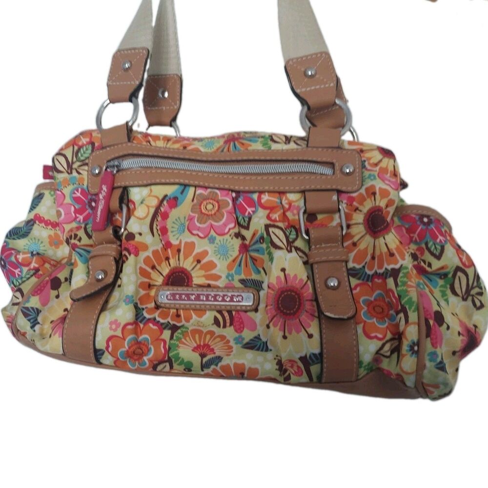 Lily Bloom Triple Section Shoulder Satchel Bag Retro Colorful